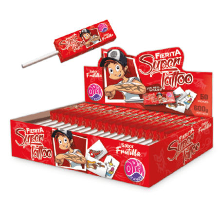 FIERITA CHUPETIN MASTICABLE C/TATTOO FRUTILLA X50G