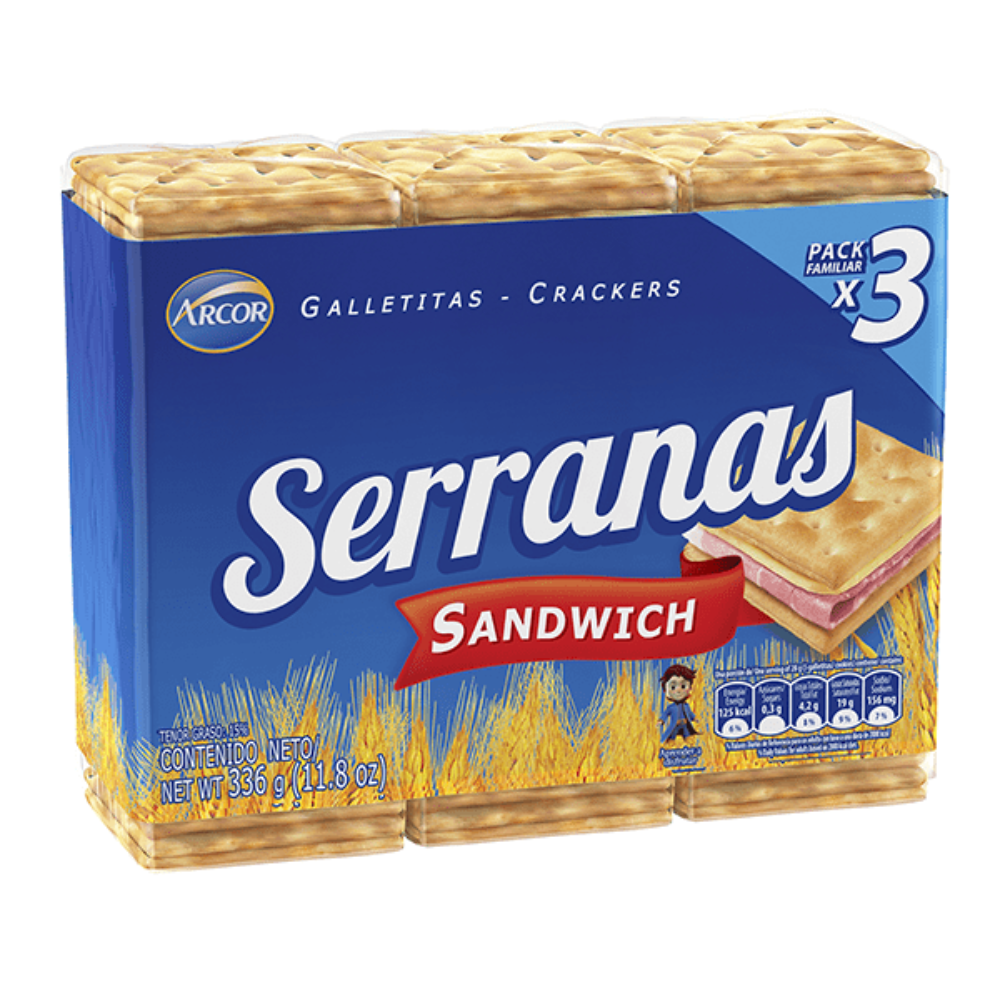 SERRANAS GALLETITAS SANDWICH TRIPACK 6X336G