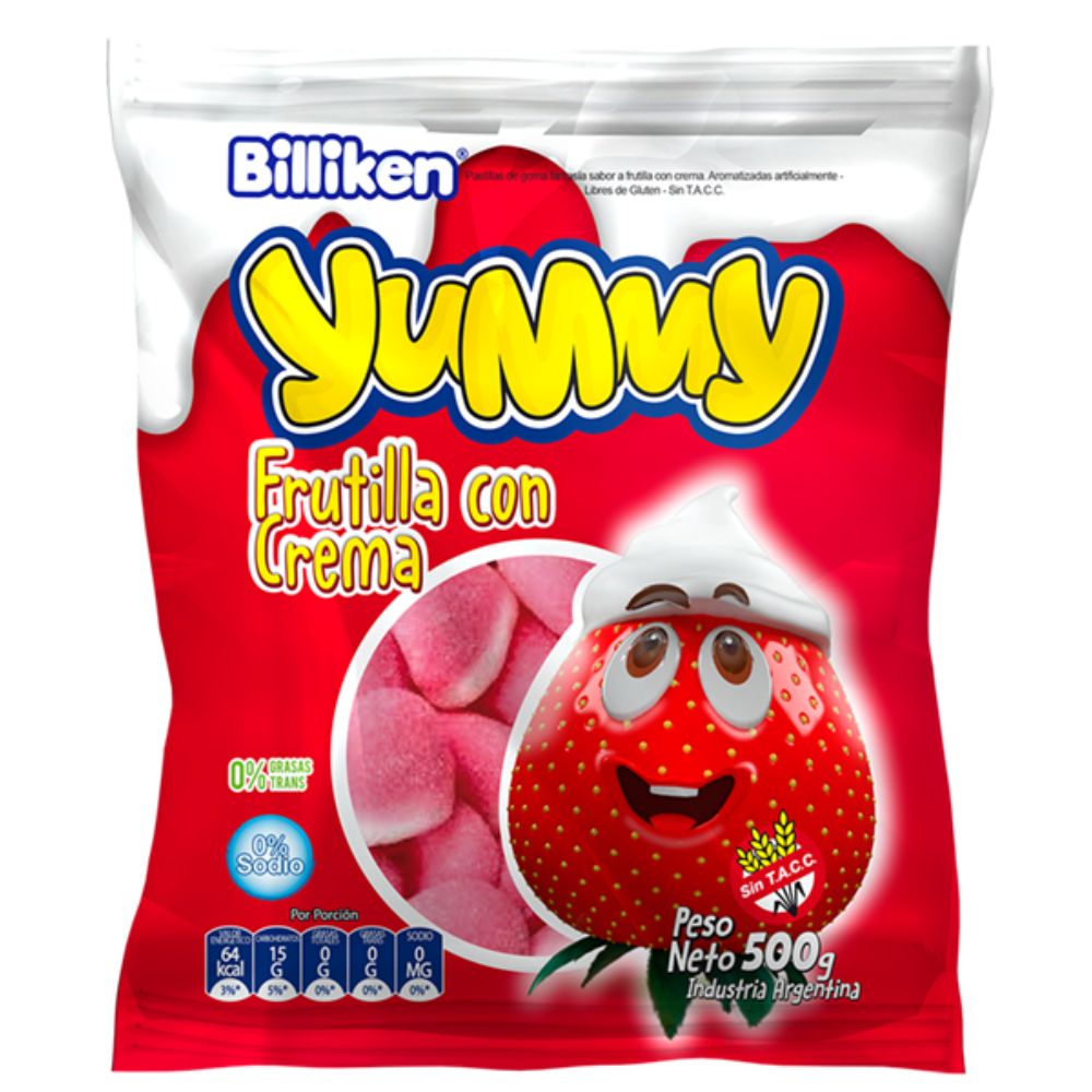 GOMITAS YUMMY FRUTILLA C/CREMA 6X500G