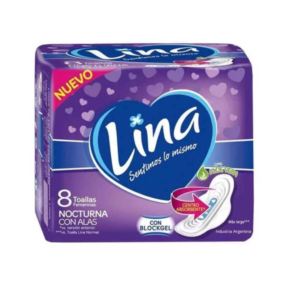 LINA TOALLITAS NOCTURNAS C/ALAS X8U