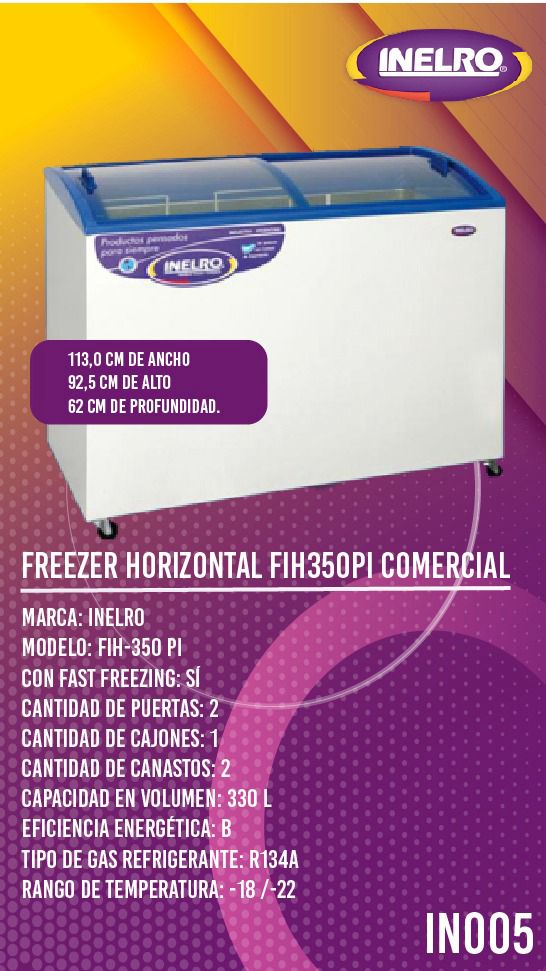 FREEZER HORIZONTAL INELRO FIH350PI 330LT